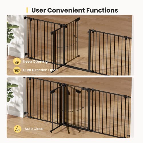 Tokkidas-244-80-Auto-Close-Baby-Gate-Extra-Wide-Dog-Gate-with-One-Hand-Operation-Hardware-Mount-Foldable-3-Steel-Panels-Angle-Deluxe-Walk-Thru-Pet-Gate-for-Stairs-Doorways-Kitchen-29-Height