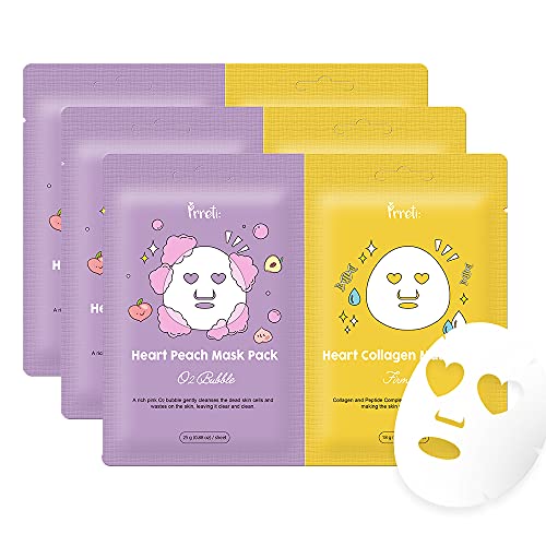 Prreti Pack of 3 PRRETI Dual Mask Sheets O2 Bubble Firming Korean Beauty Skin Care Bubble Mask Cleansing Foam CleanserPurifying MaskFace Treatment Serum. Made in Korea 6 Sheets 3 Pairs