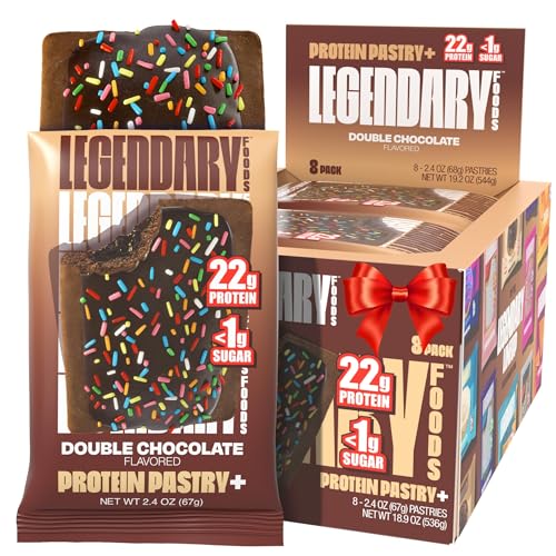 Legendary Foods 22g Protein Pastry 0g Added Sugar, Low Carb, Gluten Conscious, Keto Snack, Ideal for Glucose Management, Includes Whey Protein Isolate, 8 Pack Double Chocolate