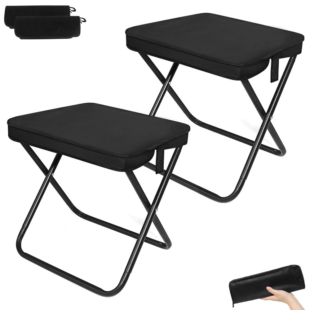 2 Stück Tragbarer Campinghocker Klappbar,33 x26.5 x31cm Camping Hocker,Leichter Angelhocker,Tragbarer Klapphocker mit Aufbewahrungsbeutel,für Angeln,Wandern,Garten,Grill,Strand