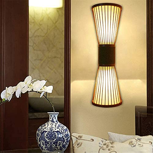 Runnup Hourglass Wall Sconces Chinese Style Bamboo 2 Lights Wall Lamp Wall Fixture For Corridor Stairs Bathroom Bedside Table Lamp For Bedrooms Living Room #TOP4