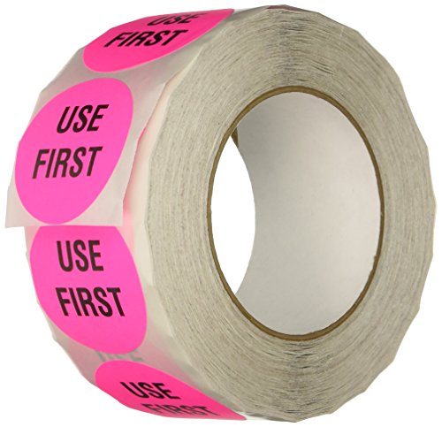 Image of TapeCase INVLBL-040 inchUse First inch Inventory Control Label in Pink [Pack of 1000] - 2 in. Circular Label for Marking, Color Coding, Notating Inventory Items
