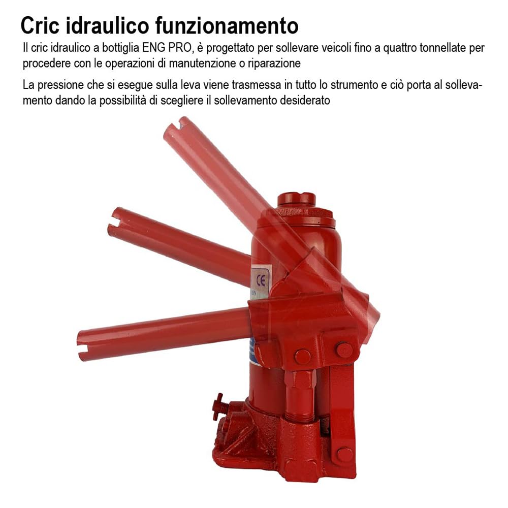 Cric auto sollevatore idraulico martinetto a bottiglia 6 t - ENG PRO MA CB 0006
