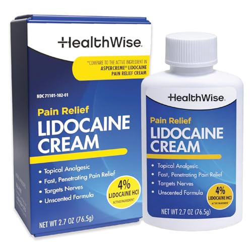 HealthWise Maximum OTC Strength Lidocaine Cream | Numbs Away Pain | Long-Lasting Relief | Non-Greasy...