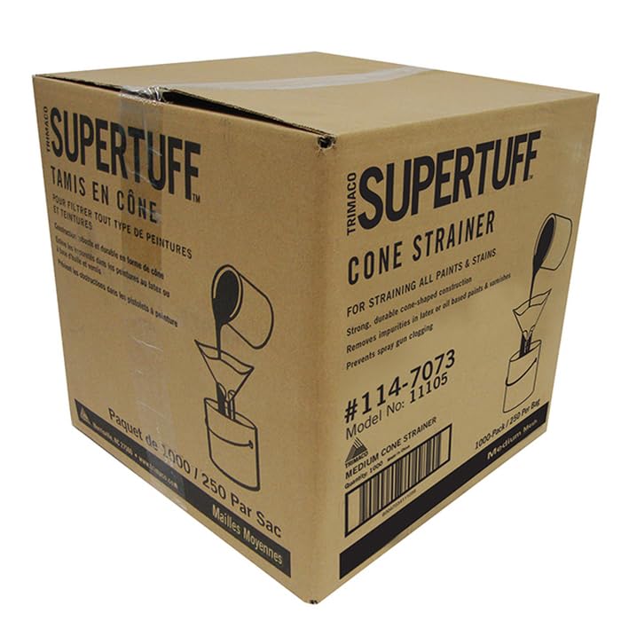 Trimaco Box of 250 11105 SuperTuff Cone Strainer, Medium Mesh
