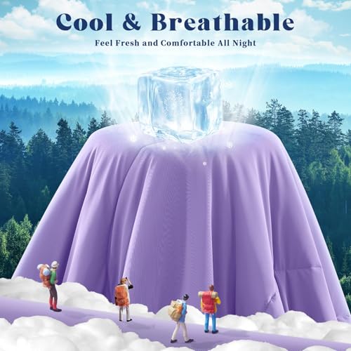 Image of Cooling Comforter King Size, Double-Sided Cooling Blanket for Hot Sleepers & Night Sweats, Arc-Chill Q-Max > 0.4 Breathable Ice Blanket, Lightweight Cold Comforter (108''x90'', Purple)