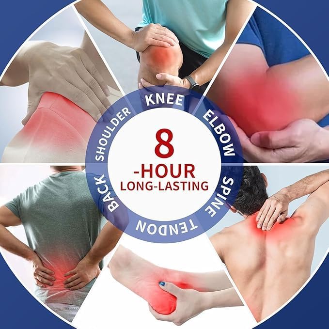 8 Hour Deep Heat Patches for Back, Neck, Knee & Shoulder | Long Lasting Warming Pain Relief Strips for Joint & Muscle Comfort | Heat Therapy Patches Pack of 6 4