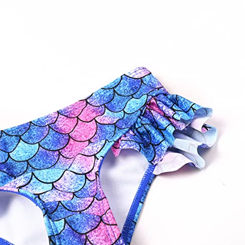 Image of QPANCY Girls One Shoulder Swimsuits Kids Two Piece Bathing Suits Ruffle Beach Swimwear