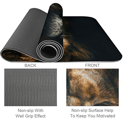 Siebzeh-Beautiful-Lion-in-Dark-Yoga-Mat-6mm-Eco-Friendly-Rubber-HealthFitness-Slip-Resistant-Mat-for-All-Types-of-Exercise-Yoga-and-Pilates-72-x-24-x-6mm-Thick