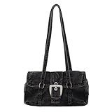 デニム スクエア ショルダーバッグ 無地 ホーボー ハンドバッグ トップハンドル付き ショルダー ハンドバッグ レディース 旅行 ショッピング 日常 仕事用, グリーン, 300.00x160.00x90.00mm