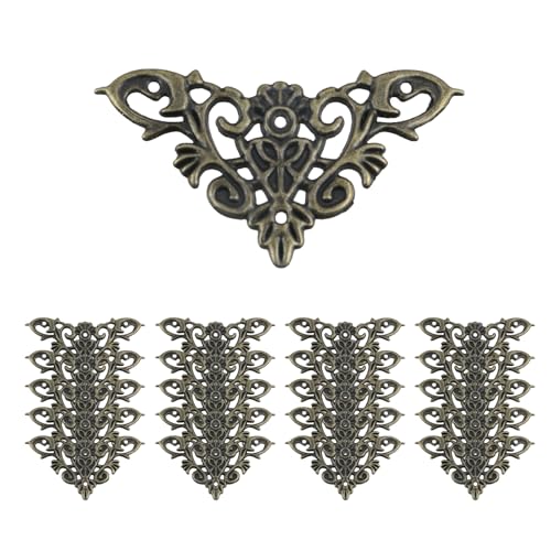Image of Geesatis Antique Bronze Corner Protectors,20 Pack Decorative Edge Guards | Metal Findings for Crafts Corner Pieces,Book Corner Protectors,Decorative Edge Guards for Photo, Books,Jewelry Boxes