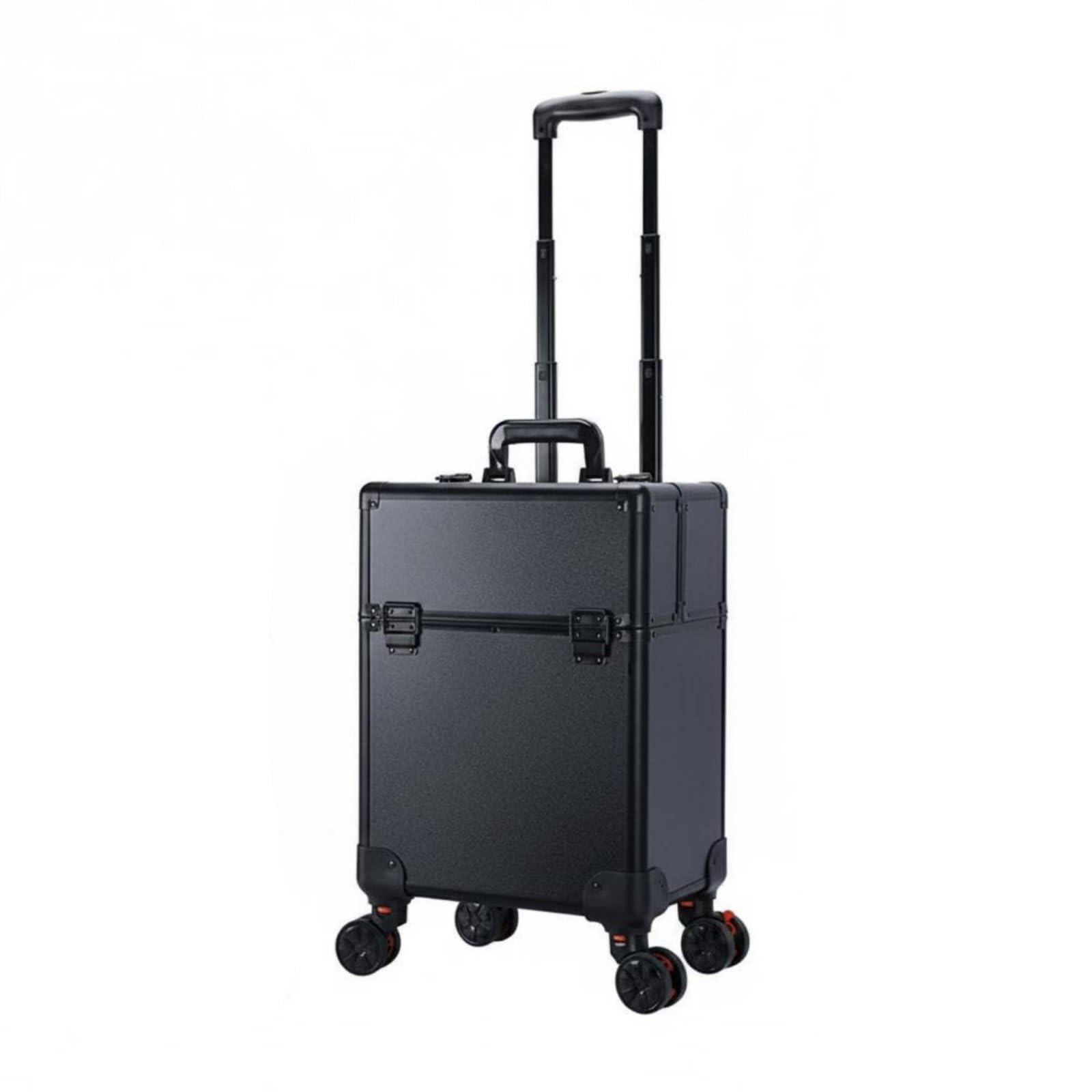 Professional Makeup Case Schminkkoffer Trolley Kosmetikkoffer Make Up Koffer mit Abschließbarem System Doppel Schlüssel Aluminiumlegierung Stabile, Erhöhte Abdeckung,霸气黑飞机轮