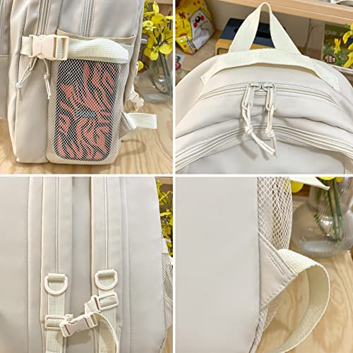 Pragari Kids Backpack For School Cute Aesthetic Beige Backpack Girls Student Bookbag Women Travel Lightweight Book Bag #TOP2