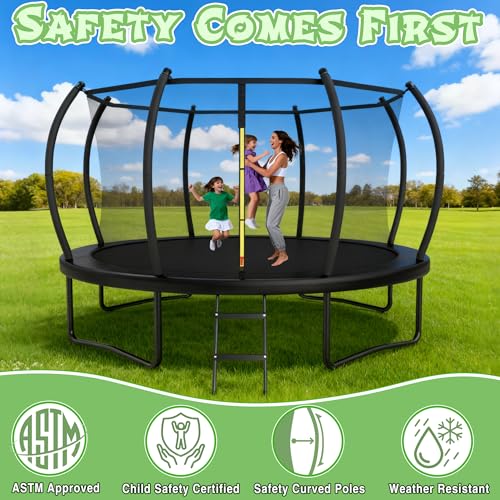 Trampoline Outdoor 14FT with Safety Enclosure Net and Ladder, ASTM Approved Recreational Trampoline for Kids and Adults, Rust-Resistant Frame - Image 3