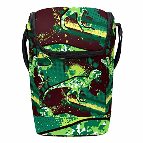 Lonchera ligera de camuflaje verde dinosaurio compacta e impermeable 2
