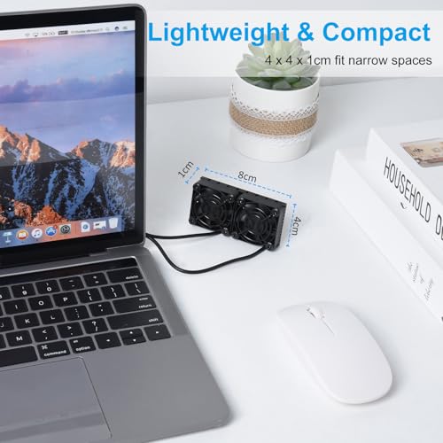 Image of ELUTENG Computer Fan USB 40mm Dual Row 2 in 1 USB PC Fans with 3 Adjustable Speeds 6500RPM Electronics USB Cooling Fan with Black Metal Grid for Laptop TV Box Xbox AV Cabinet PS5 Router Projector