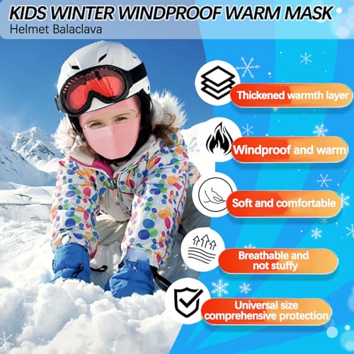 Image of Kids Balaclava Ski Mask for Skiing Cycling, Cold Weather Neck Warmer Windproof Thermal Face Mask for Boys /Girls