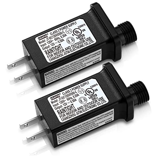 2 Pieces Led Transformer Replacement Class 2 Power Supply For Christmas String Light Inflatable Decorations Led Controller Ip44 Waterproof Low Voltage Transformer Us Power Adapter (12V6W 0.5A) #TOP28
