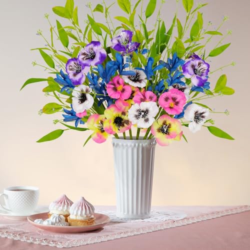 6-Bundles-Spring-Decor-Artificial-Fake-Flowers-Faux-Pansy-Silk-Wildflowers-Bouquet-Floral-Stems-Decorations-for-Home-Vase-Table-Centerpieces 6 Bundles Spring Decor Artificial Fake Flowers Faux Pansy Silk Wildflowers Bouquet Floral Stems Decorations for Home Vase Table Centerpieces