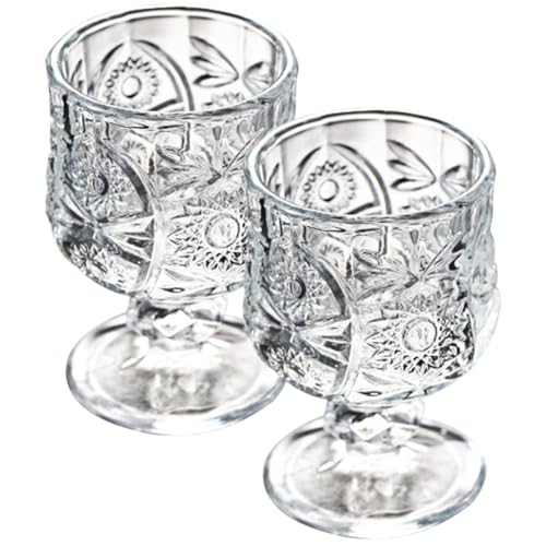 WATIIFUFU Vasos de Licor de Cristal Transparente 2 Piezas Diseño Retro Europeo Copa Delicada para Whisky y Vino Dispensador de Vino Adecuado para Hogar Fiestas y Decoración de Mesa