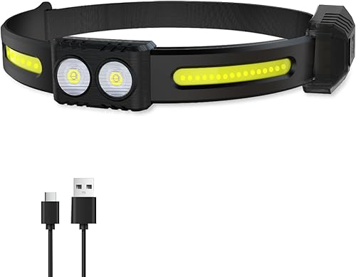 Linterna frontal LED recargable, lámpara de cabeza de haz ancho de 230, faros delanteros de 10 modos para niños y adultos, linterna frontal con luz
