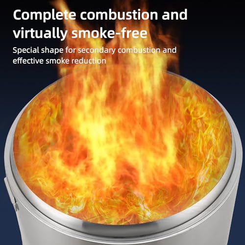27in Outdoor Stainless Steel Smokeless Fire Pit, Low Smoke Outdoor Mini Fire, Outside Bonfire for Backyard, Camping, Picnics, with Firehook, Handle