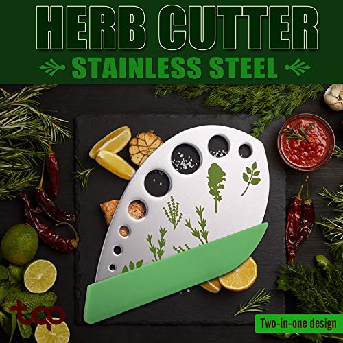 Herb Cutter Stripper 9 Holes-Stainless Steel-Kitchen Gadgets for Oregano, Rosemary, Thyme, Tarragon, Even Kale, etc.-Both Peeling and Cutting-1 Pack