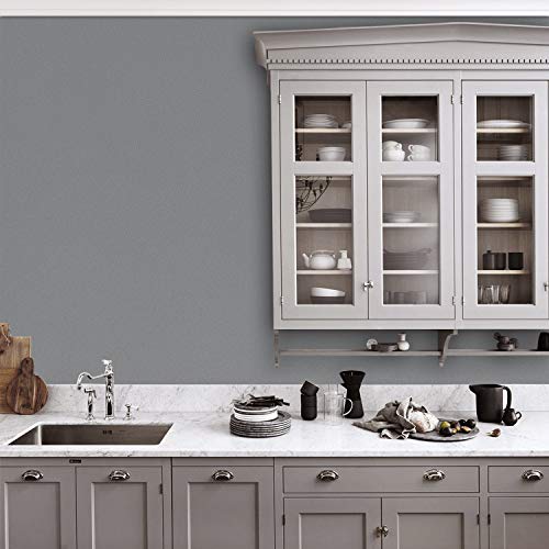 Mecpar 15.7" X 118" Solid Grey Wallpaper Grey Contact Paper Self-Adhesive Grey Peel And Stick Wallpaper Matte Grey Textured Vinyl Film Removable Thicken Paper For Wall Countertop Cabinet Wardrobe #TOP5