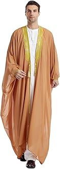 FYMNSI Men's Robe Muslim Clothes Kimono Loose Abaya Dresses Long Sleeve Embroidered Chiffon Kaftan Casual Formal Dubai Thobe