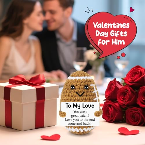 Valentines Day Gifts for Him Her Boyfriend Girlfriend, To My Love Birthday Handmade Crochet Football, Small Cute Anniversary Present for Men, Romantic I Love You Valentines Gift for Husband Couple - Image 3