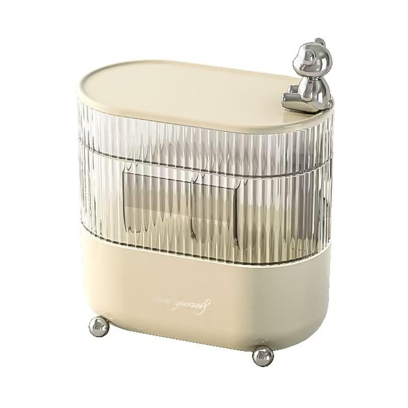 Boîte à bijoux sur coiffeuse : rangement plastique multicouche