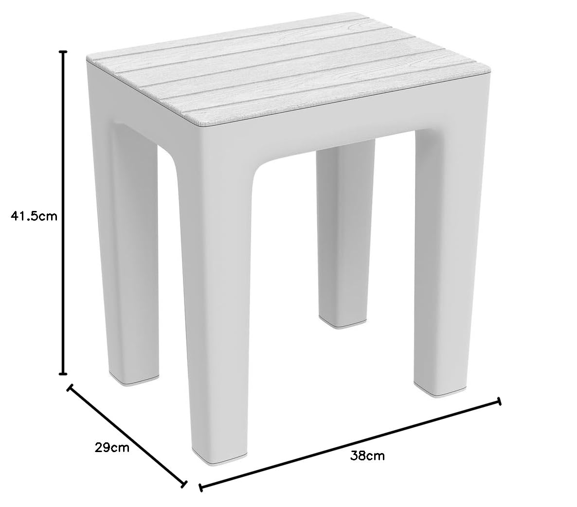 SGABELLO BAGNO WOODY MULTIUSO EFFETTO LEGNO L38xP29xH41,5cm VARI COLORI IN PP (Bianco)