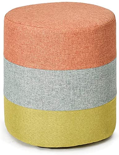 Pouf Ottoman Rond en Lin Doux pour Assise Basse Confort