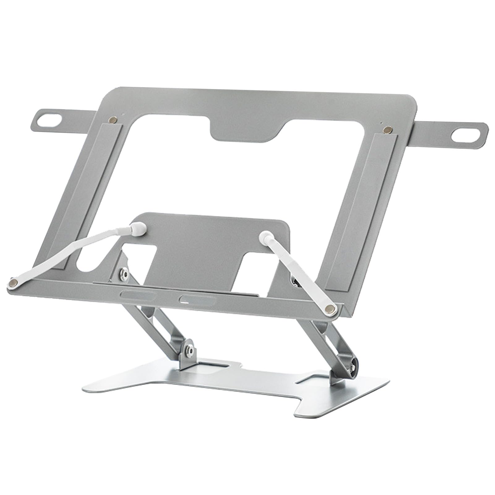 Zyners Metal Adjustable Book Stand for Reading, Portable and Foldable Carbon Steel Desk Book Stand with Anti-Slip Silicone Pad for Book, Phone, Laptop, Ipad, Notebook(Silver)