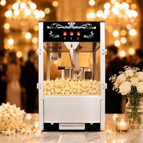 Image of 18OZ Popcorn Machine 丨 Stainless Steel Kettle Popcorn Maker Machine for Home, Theater, Parties丨Grade Electric Popper, Black