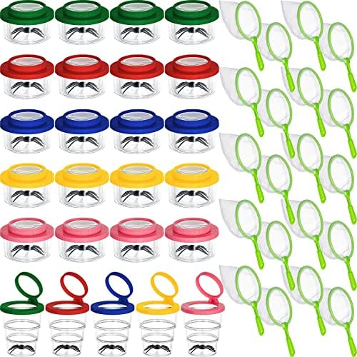 Jexine 50 Pcs Magnifying Insect Box Insert Bug Viewer Butterfly Net Bug Magnifier Container Critter Insect Cage for Kids Students Specimen Viewer Catcher Science Nature Exploration Observation Tools