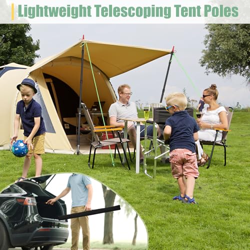 Image of Dreamtrue Tarp Poles Telescoping, Upgraded 4-Section Adjustable Tent Poles, Heavy Duty Aluminum 8.7Ft Length Shade Sail Poles, Canopy Awning Support Poles Set Sun Shade Cloth Poles(Black-2pcs)
