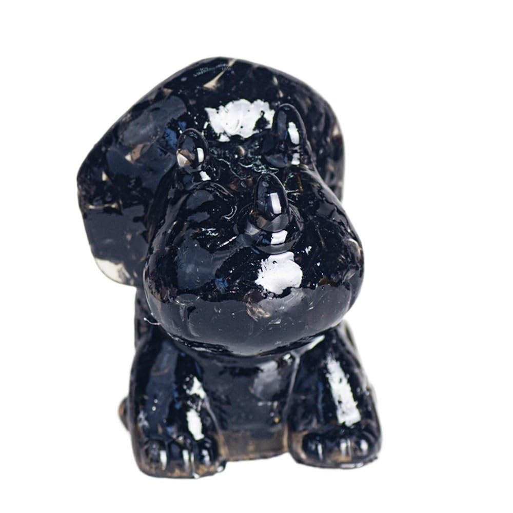 HUFFA Natural Crystal Gravel Resin Triceratops Figurine - Unique Home Decoration for Dinosaur Lovers(Obsidian)