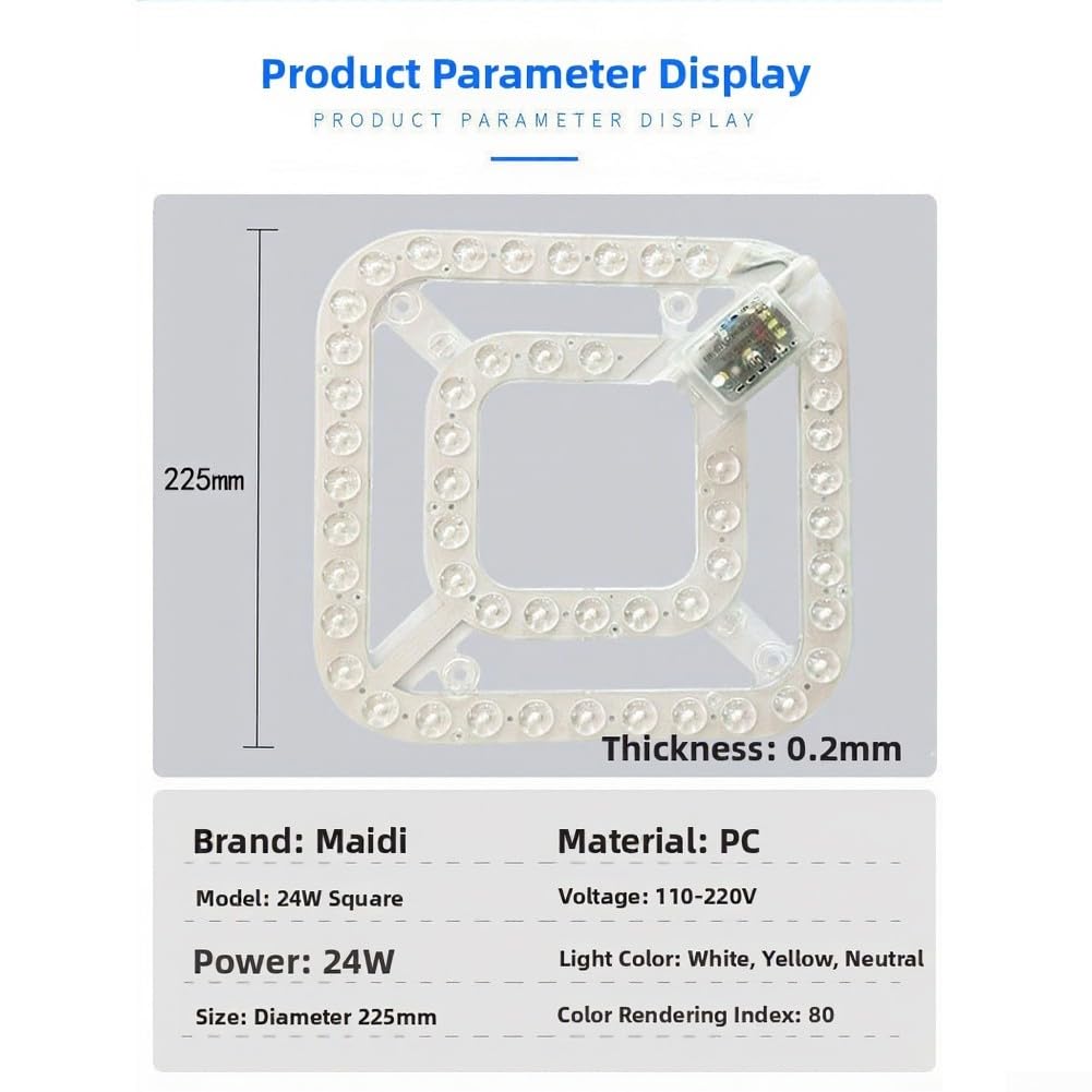Panel de luz LED de repuesto para luces de ventilador y techos empotrados, 3000 K, 4000 K, 6000 K, luz blanca ajustable
