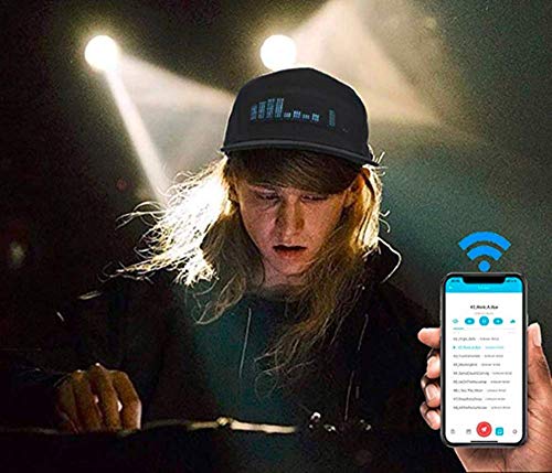 EONYUANGUO LED Light Up Hat, Led Display Hat Cap Cool Hat with Screen Light Waterproof, DIY Editing Hip-hop Flash Cap for Club Party Birthday Christmas, App Controlled (Black) EONYUANGUO LED Light Up Hat, Led Display Hat Cap Cool Hat with Screen Light Waterproof, DIY Editing Hip-hop Flash Cap for Club Party Birthday Christmas, App Controlled (Black)