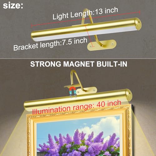 Paquete de 2 luces de pared recargables sin cables para cuadros 7