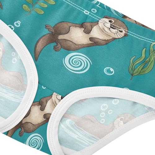 Girls Underwear Toddler 2t Cotton Cute Panties Girl Artistic Kids Briefs Undies Cute Cartoon Otters Water Swirls4