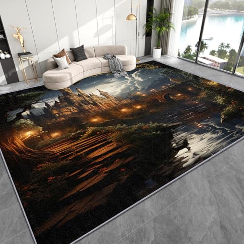 Zoainuos Castle Rug 4x6 - Fairytale Area Rugs for Living Room Bedroom - Kids Room Carpet - Washable Non Slip Super Soft - Castle Home Decor & Gifts