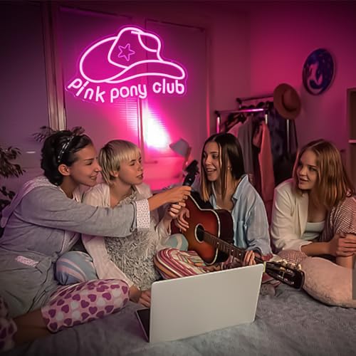Image of Pink Pony Neon Sign Western Cowgirl Neon Lights for Wall Decor Dimmable Neon Lights Midwest Princess Led Signs For Bedroom Wall Girl Cave Club Bar Pub Gift