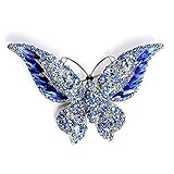 Rhinestone Butterfly Brooch Pin for Women Girls Fashion Exquisite Big Blue Crystal Empress Monarch Winged Brooches Lapel Pins Elegant Dress Accessories Wedding Christmas Birthday Jewelry Gift