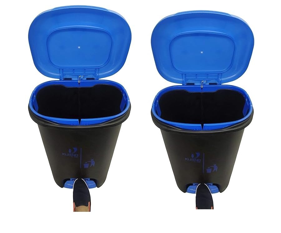 Image of Cello Plastic Pedal Step-On Garbage Dustbin 50 Ltr,Blue /Blue (COMBO)