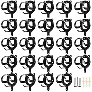 LEIFIDE 24 Counts Horse Bridle Rack Bridle Bracket Bridle Hooks Horse Tack Storage Halter Hanger Metal Bridle Holder with Tubes and Screw for Horse Barn Supplies, Black