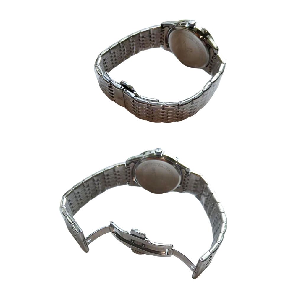 Herrenuhr aus Edelstahl, 40-mm-Zifferblatt, analoges Quarzwerk | 9-mm-extraflache Herren Armbanduhr mit Kalender, wasserdicht bis 3 ATM, eleganter Vintage-Stil in Blau, Silber und Schwarz