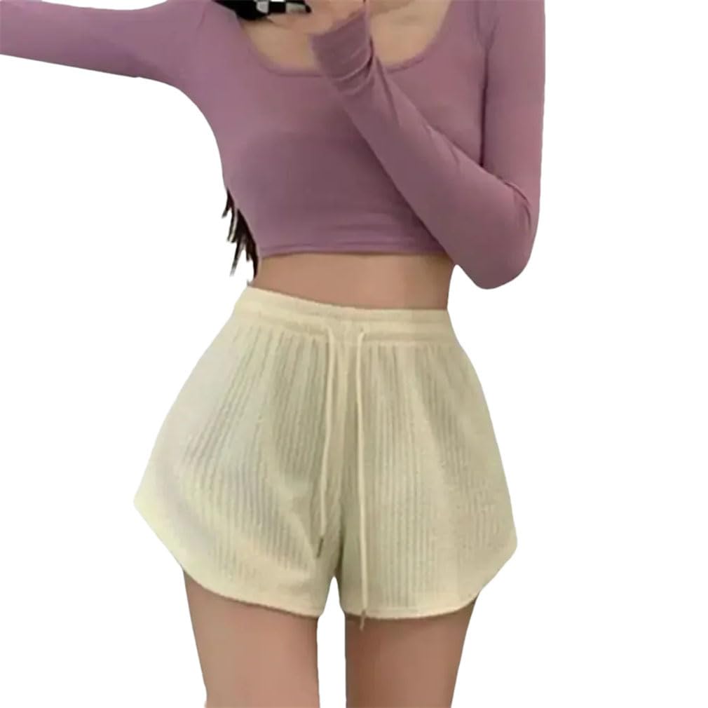 Short d'été pour femme avec lacets abricot XL ample style décontracté