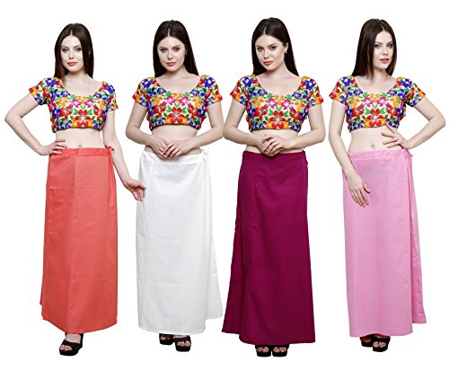 Image of Pistaa's combo of Women's Cotton Best Plain Solid Indian Readymade Inskirt Saree petticoats